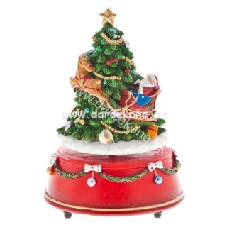 Hrajúce točiaci sa vianočný stromček so Santom 15cm
