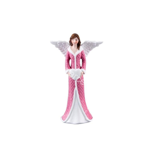 Soška Anjel rúžový s bielym srdcom 10cm