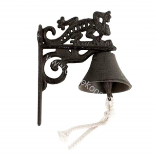 Zvonec kovový závesný jašterica 18cm