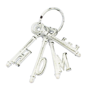Dekoračné kovové kľúče biele HOME 17cm