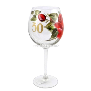 Výročný pohár na víno k 30 narodeninám červené ruže