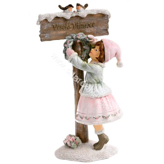 Deti zimy dievča s nápisom Veselé Vianoce 24cm