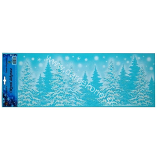 Dlhá vianočná fólia zasnežený les hviezdičky 53x20cm