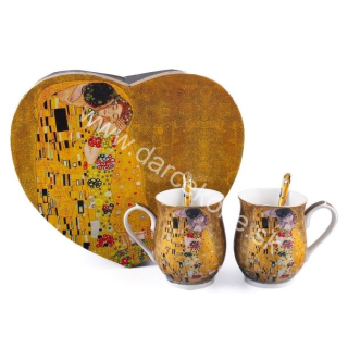 Porcelánové šálky na čaj Gustav Klimt hnedé 300ml