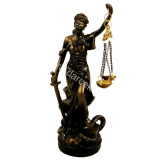 Soška bohyňa spravodlivosti Justícia medená  20cm