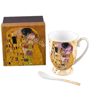 Porcelánová šálka s lyžičkou Gustav Klimt  280ml krémová