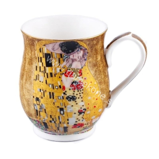 Porcelánová šálka Gustav Klimt bozk 300ml hnedá
