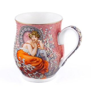 Porcelánová šálka  Alfons Mucha 300ml hnedá