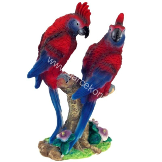 Papagáje červeno modré soška 22cm