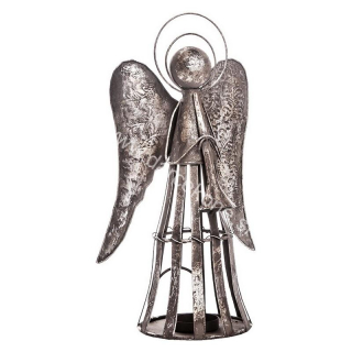 Plechový anjel s trúbkou svietnik 34cm
