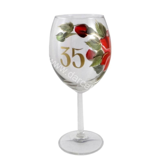 Výročný pohár na víno k 35 narodeninám červené ruže