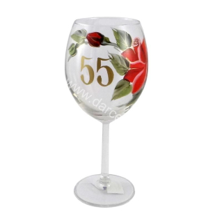 Výročný pohár na víno k 55 narodeninám červené ruže