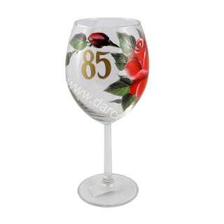 Výročný pohár na víno k 85 narodeninám červené ruže