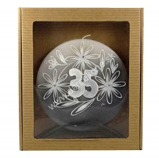 Aromatická výročná sviečka 35 sivá darčekové balenie